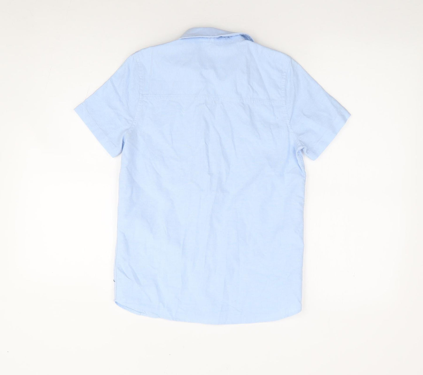 F&F Boys Blue 100% Cotton Jersey Button-Up Size 10-11 Years Collared Button