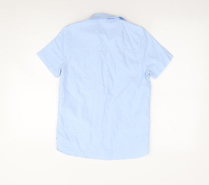 F&F Boys Blue 100% Cotton Jersey Button-Up Size 10-11 Years Collared Button
