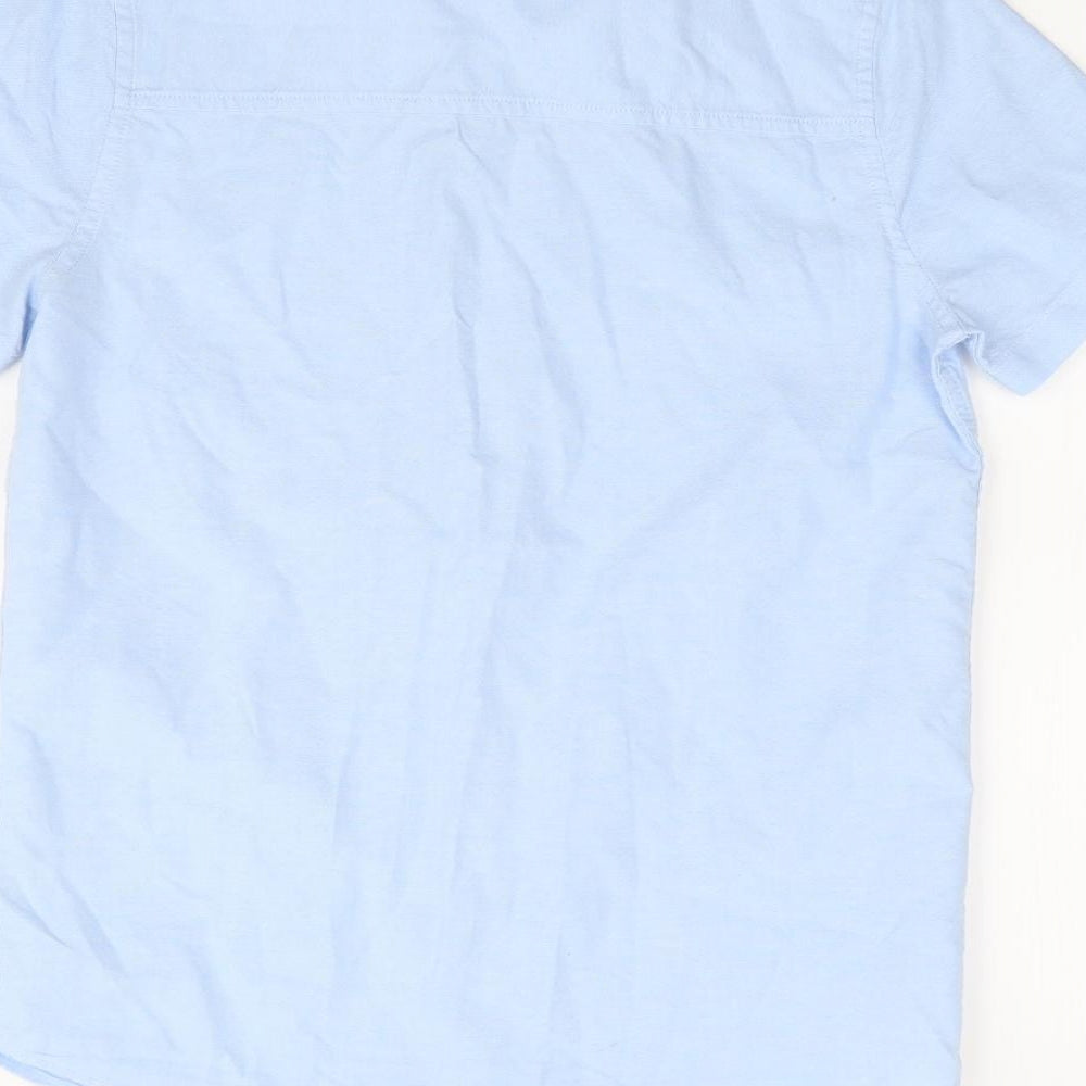 F&F Boys Blue 100% Cotton Jersey Button-Up Size 10-11 Years Collared Button