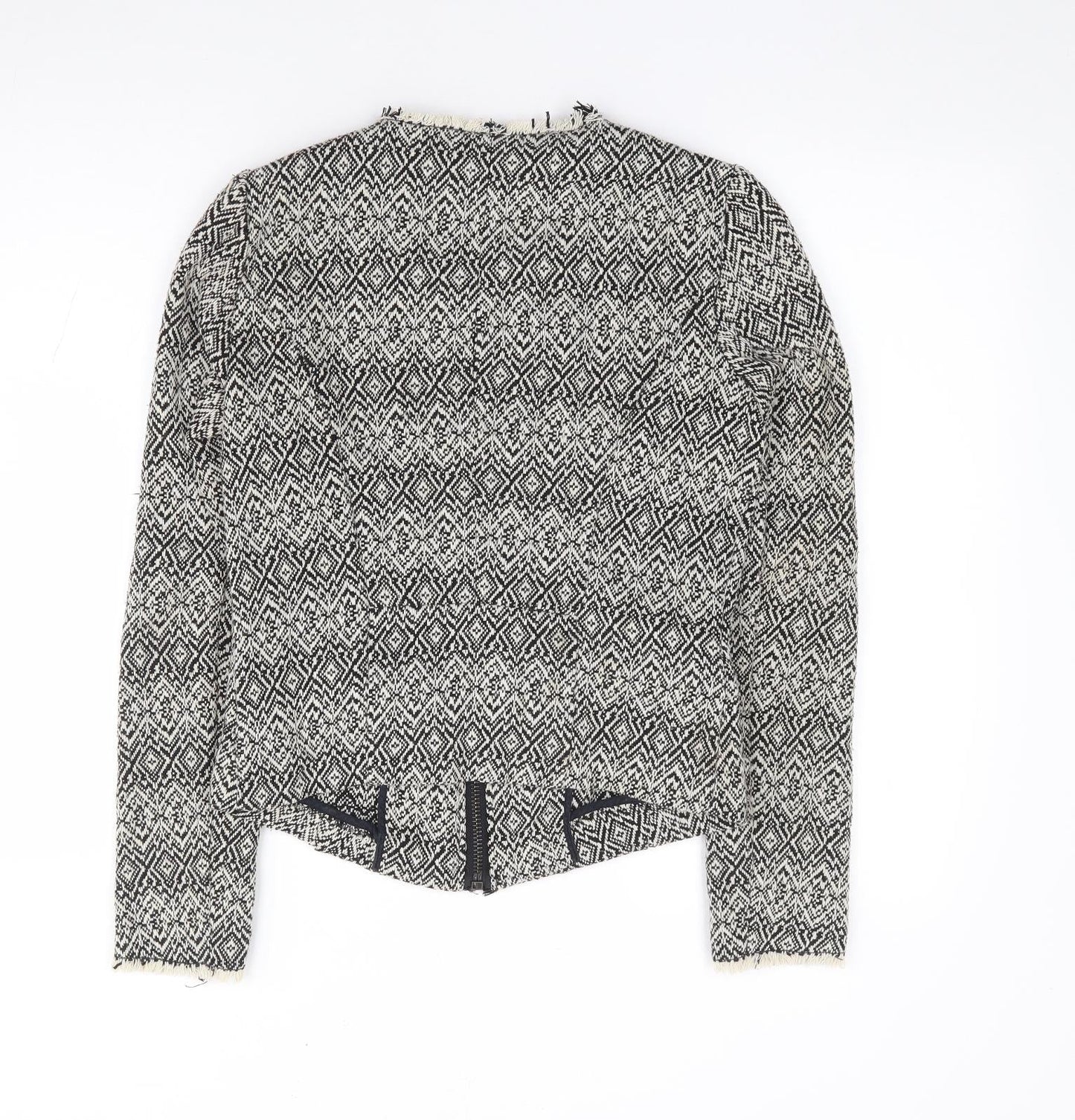 Pull & Bear Womens Black Geometric Jacket Size S Zip