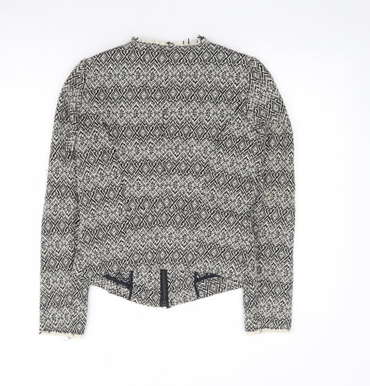 Pull & Bear Womens Black Geometric Jacket Size S Zip