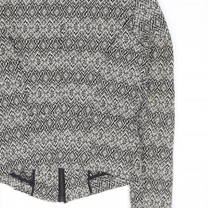 Pull & Bear Womens Black Geometric Jacket Size S Zip