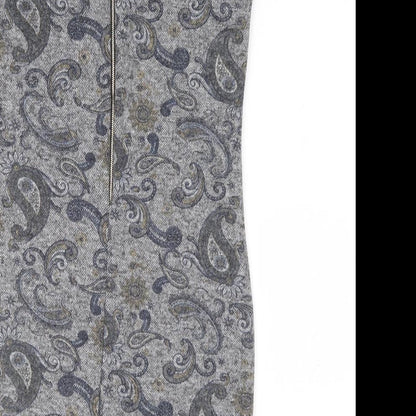 Izabel London Womens Grey Paisley Polyester Pencil Dress Size 10 Round Neck Zip