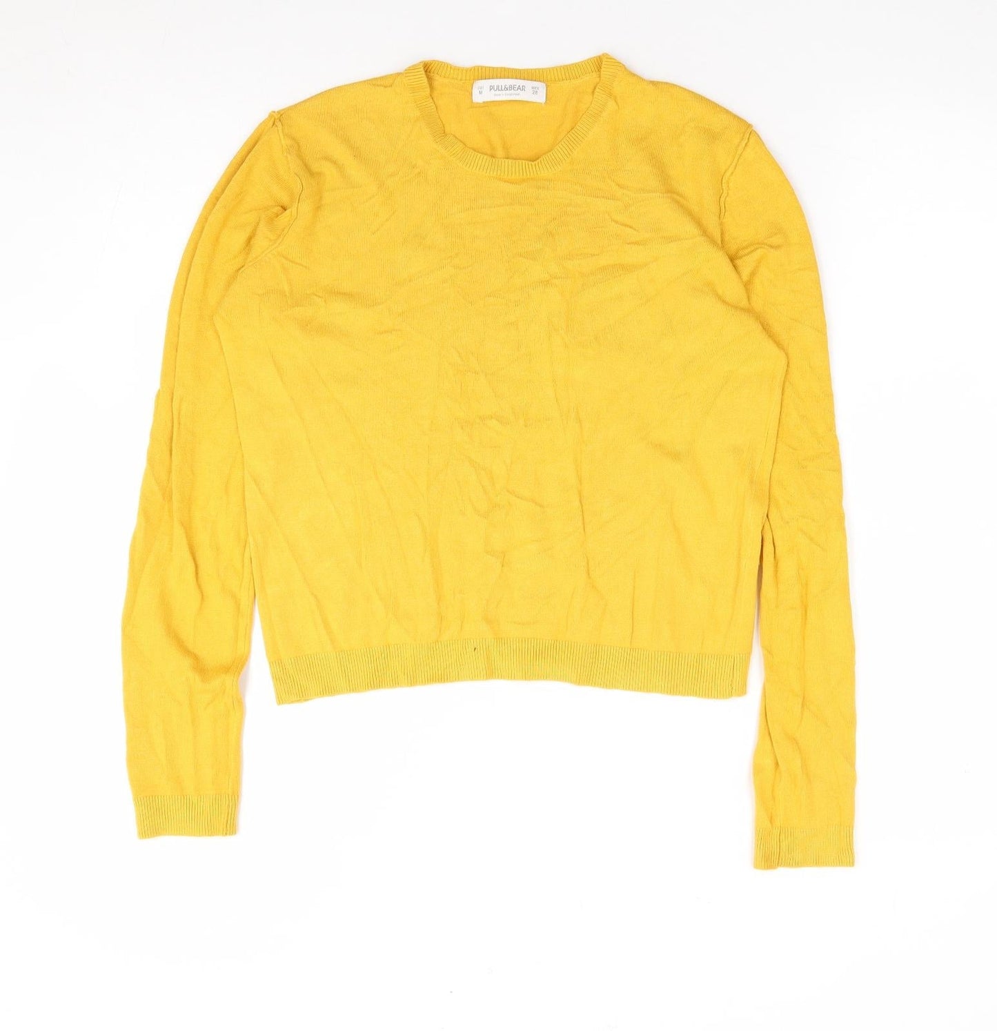 Womens UK Size M Pull & Bear Yellow Pullover Jumper
