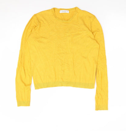 Womens UK Size M Pull & Bear Yellow Pullover Jumper