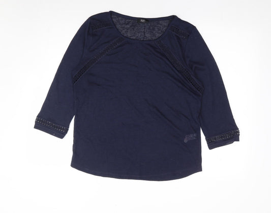 F&F Womens Blue Polyester Jersey T-Shirt Size 14 Round Neck