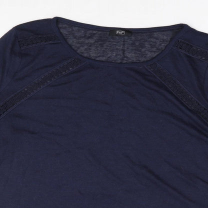 F&F Womens Blue Polyester Jersey T-Shirt Size 14 Round Neck