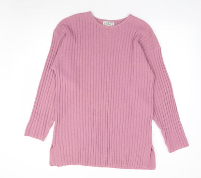 Katies Womens Pink Crew Neck Acrylic Pullover Jumper Size M