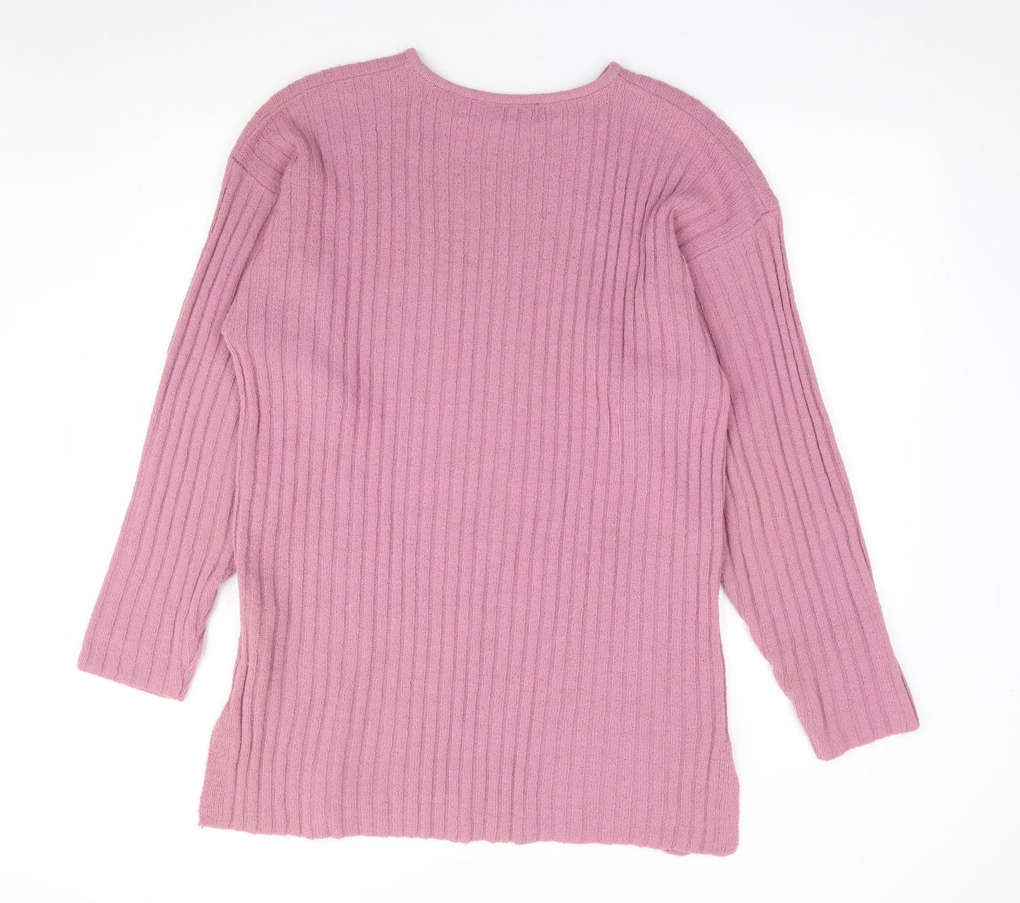 Katies Womens Pink Crew Neck Acrylic Pullover Jumper Size M