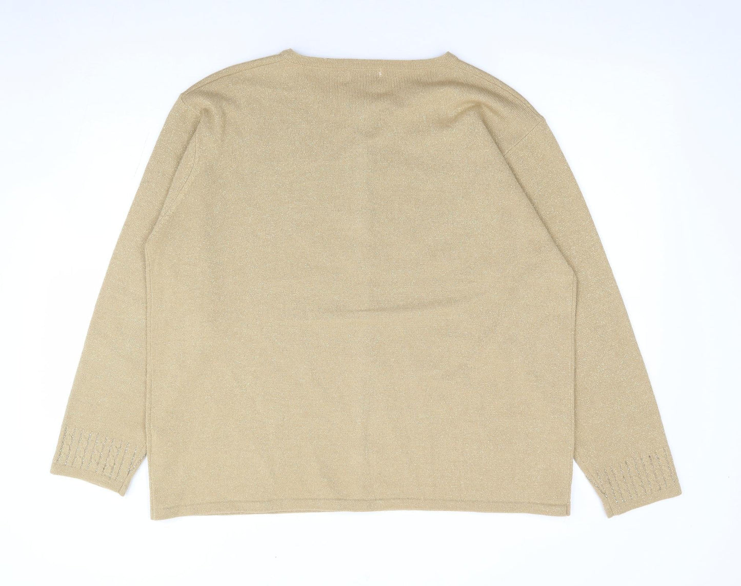 Womens UK Size XL Bonmarché Gold Cardigan Jumper