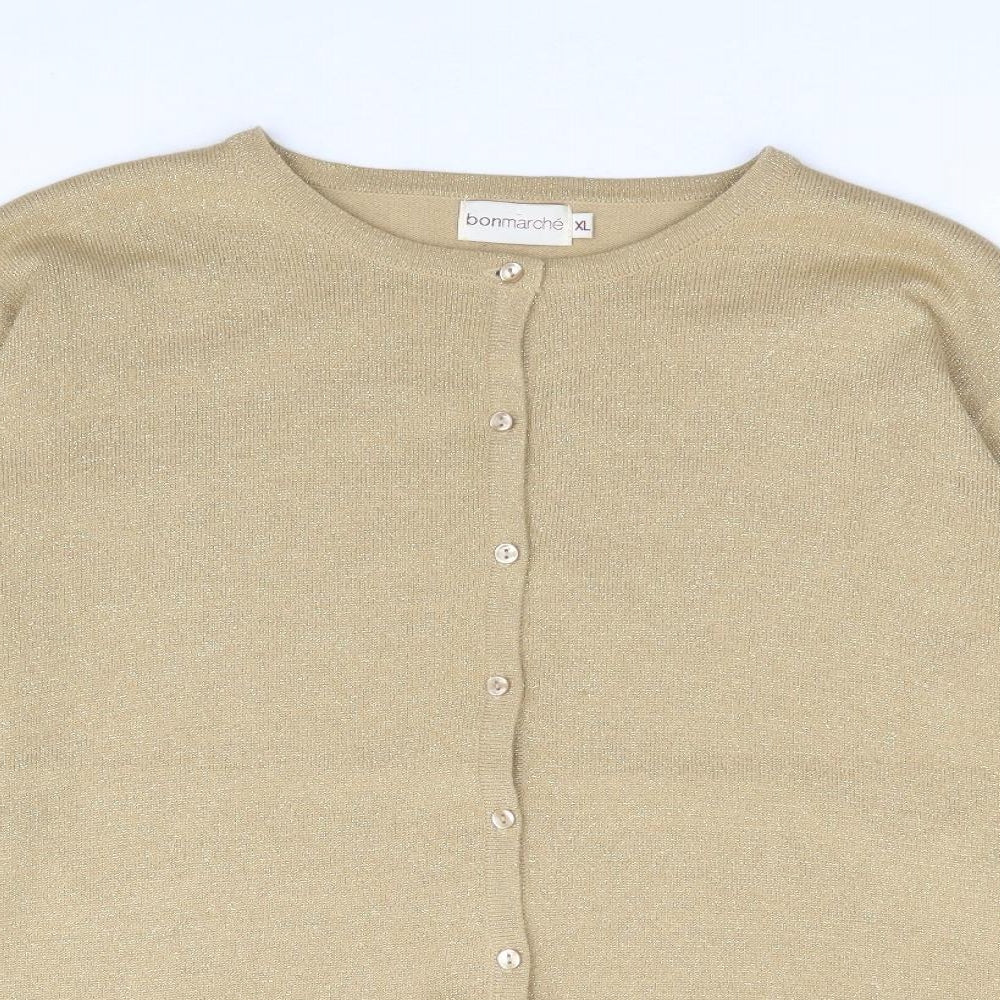 Womens UK Size XL Bonmarché Gold Cardigan Jumper