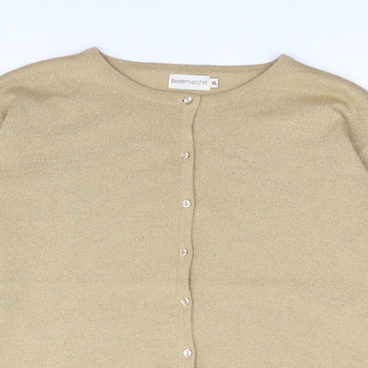 Womens UK Size XL Bonmarché Gold Cardigan Jumper