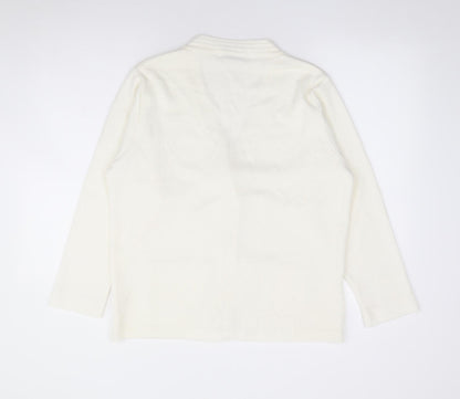 Beaumonde Paris Womens Ivory V-Neck Acrylic Cardigan Jumper Size 14
