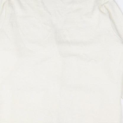 Beaumonde Paris Womens Ivory V-Neck Acrylic Cardigan Jumper Size 14