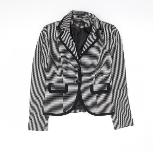 New Look Womens Black Striped Polyester Jacket Suit Jacket Size 10