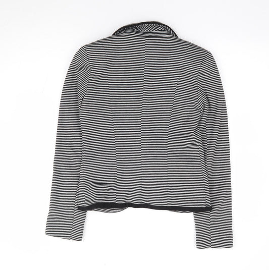 New Look Womens Black Striped Polyester Jacket Suit Jacket Size 10