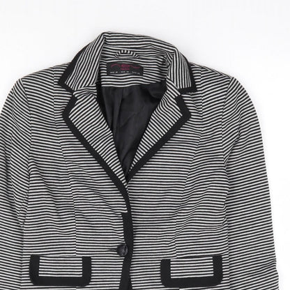 New Look Womens Black Striped Polyester Jacket Suit Jacket Size 10