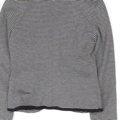 New Look Womens Black Striped Polyester Jacket Suit Jacket Size 10