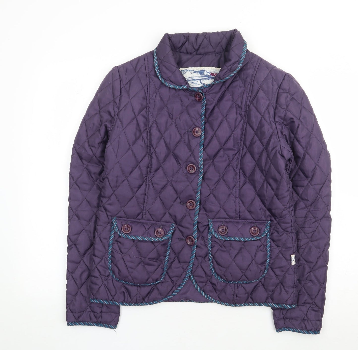 42 Hours Womens Purple Quilted Coat Size 12 Button