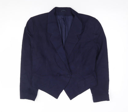 Preworn Womens Blue Polyester Jacket Suit Jacket Size 12