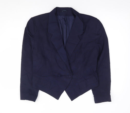 Preworn Womens Blue Polyester Jacket Suit Jacket Size 12