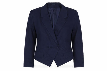Preworn Womens Blue Polyester Jacket Suit Jacket Size 12