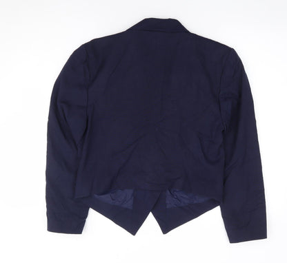 Preworn Womens Blue Polyester Jacket Suit Jacket Size 12