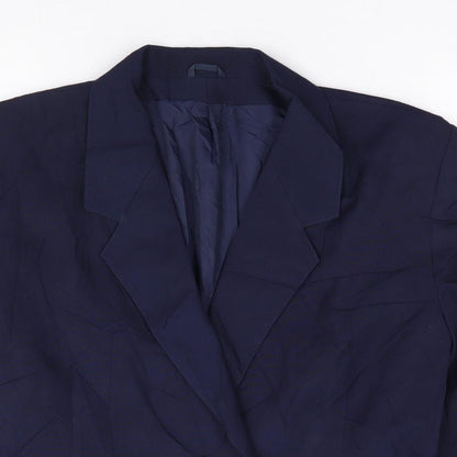 Preworn Womens Blue Polyester Jacket Suit Jacket Size 12