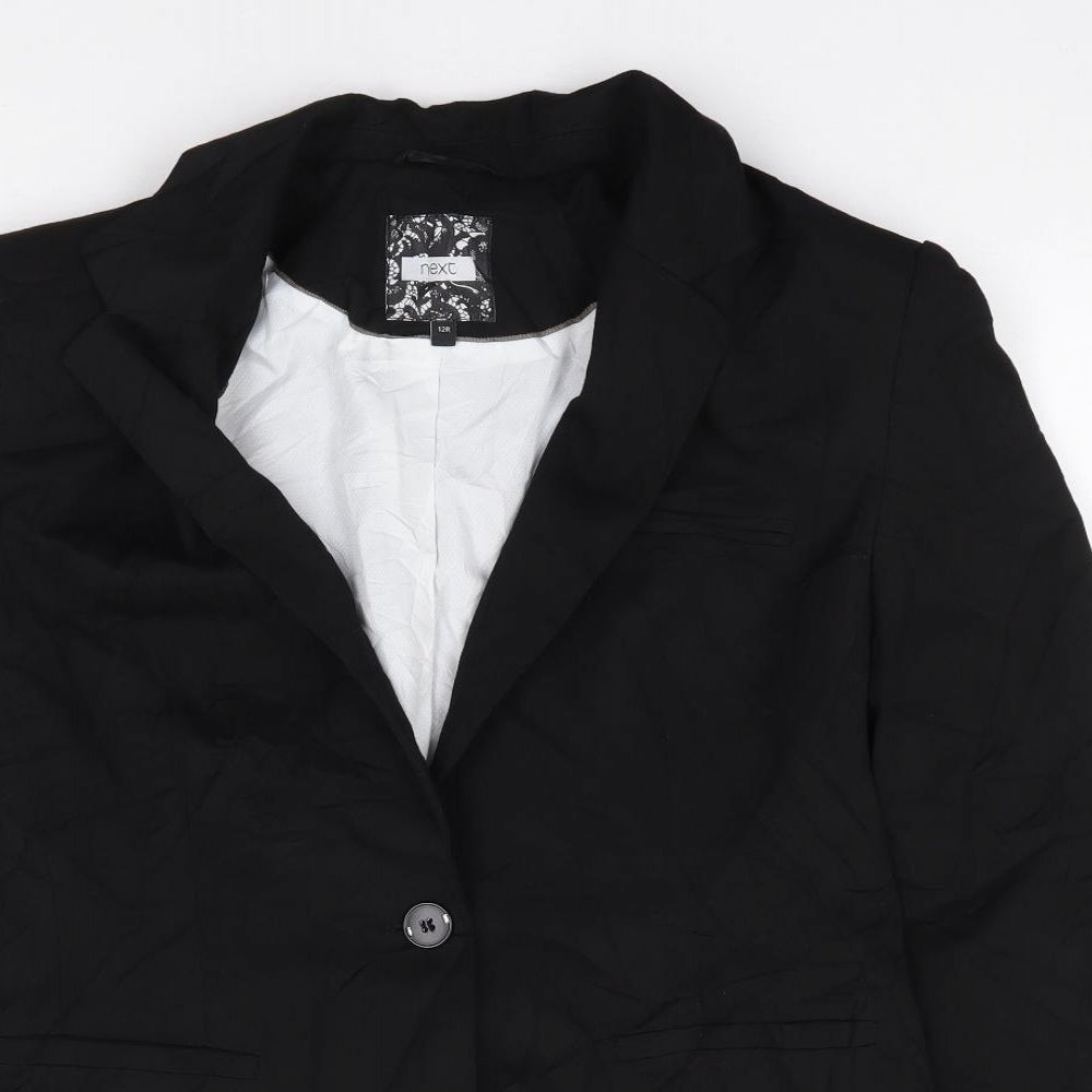 NEXT Womens Black Polyester Jacket Suit Jacket Size 12