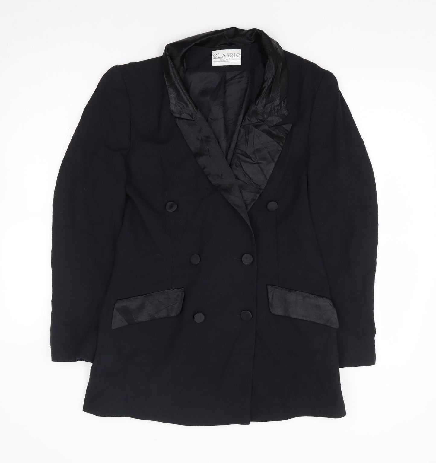 Classic Woman Womens Black Polyester Jacket Suit Jacket Size 12