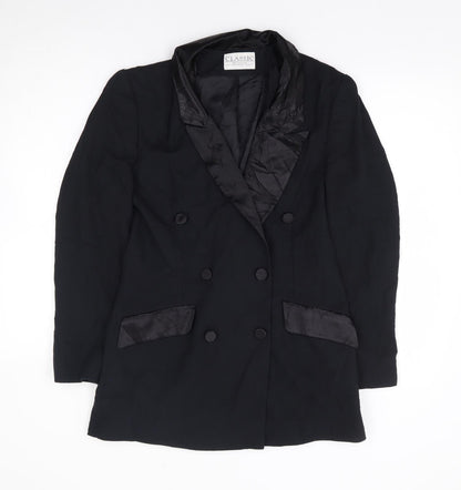 Classic Woman Womens Black Polyester Jacket Suit Jacket Size 12