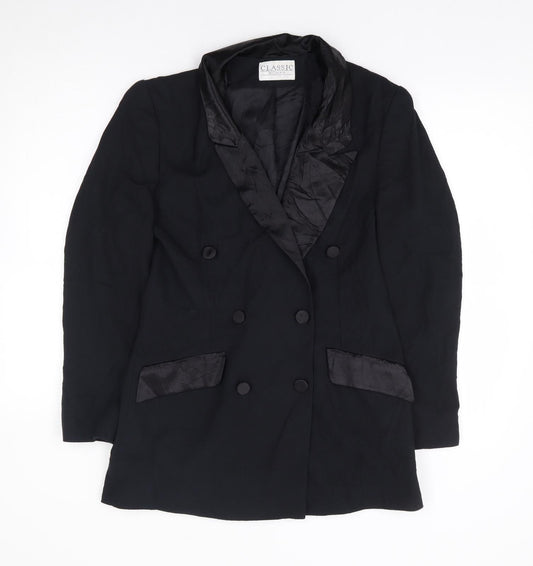 Classic Woman Womens Black Polyester Jacket Suit Jacket Size 12