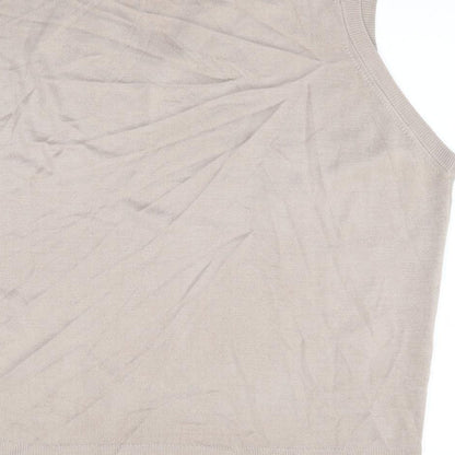 McRichards of Edinburgh Mens Beige V-Neck Acrylic Vest Jumper Size XL