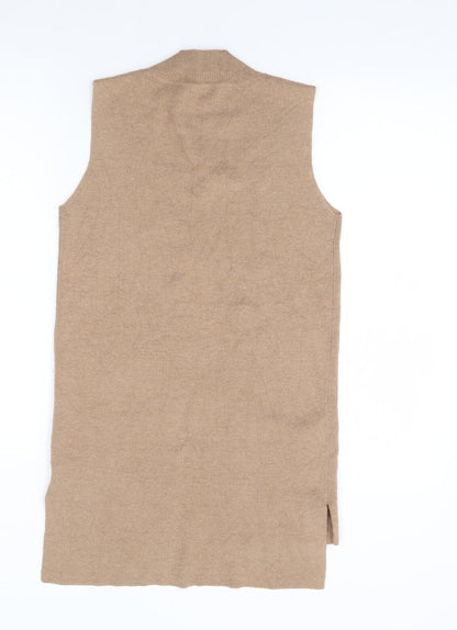 TU Womens Brown Mock Neck Polyester Tunic Jumper Size 8