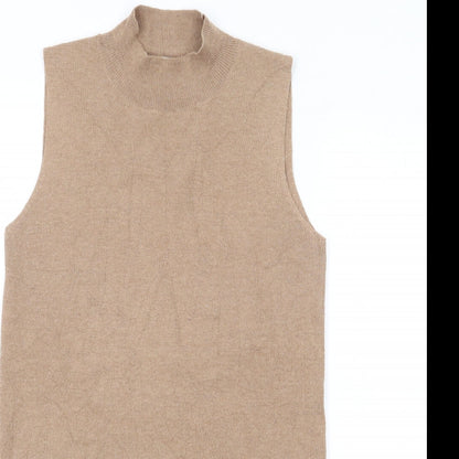 TU Womens Brown Mock Neck Polyester Tunic Jumper Size 8