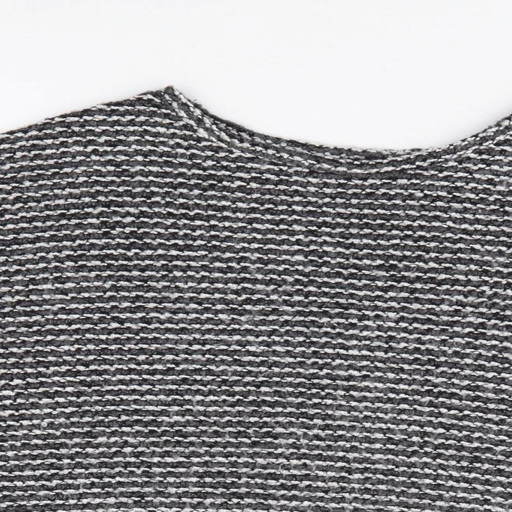 Primark Womens Black Round Neck Striped Acrylic Pullover Jumper Size 6