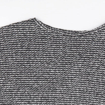 Primark Womens Black Round Neck Striped Acrylic Pullover Jumper Size 6