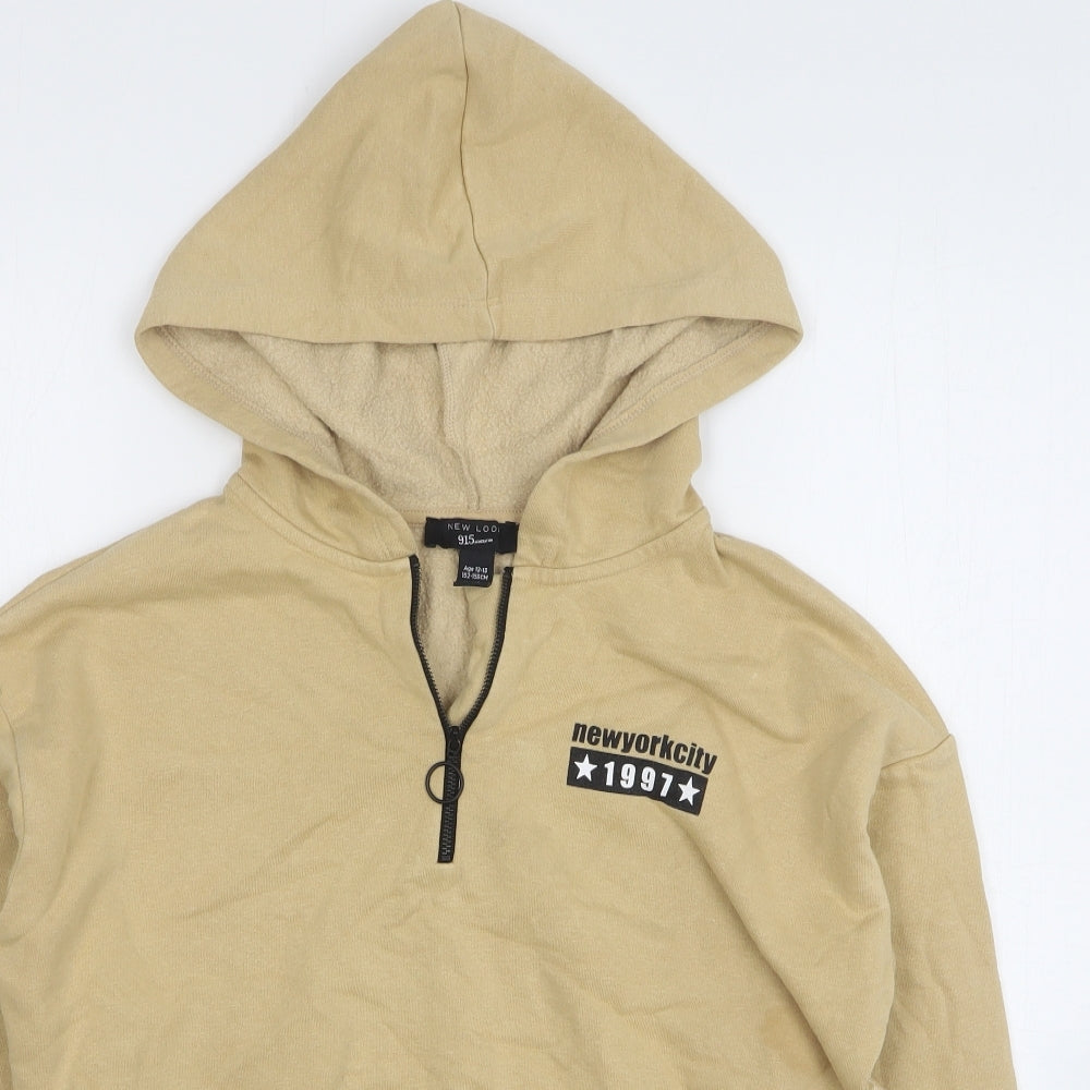 New Look Girls Beige Cotton Pullover Hoodie Size 12-13 Years