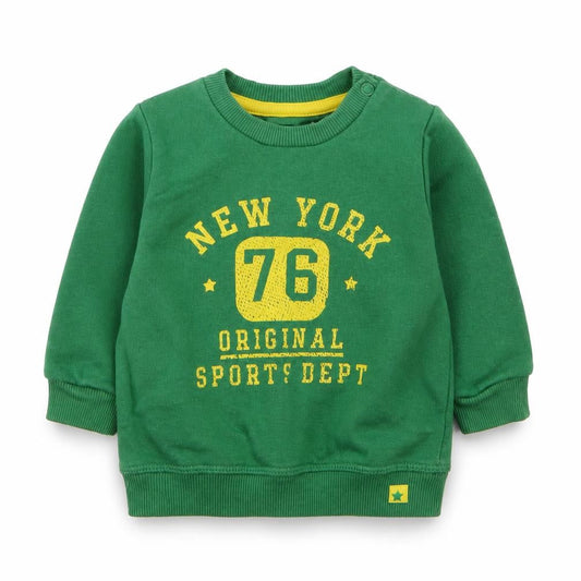 F&F Boys Green Cotton Pullover Jumper Size 0-3 Months