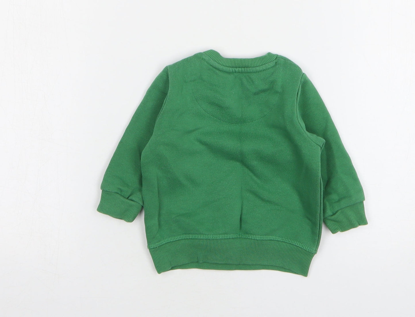 F&F Boys Green Cotton Pullover Jumper Size 0-3 Months