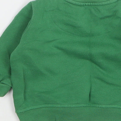 F&F Boys Green Cotton Pullover Jumper Size 0-3 Months