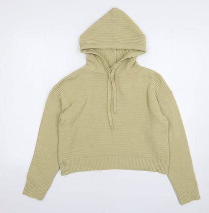 Boohoo Womens Beige Acrylic Pullover Hoodie Size M