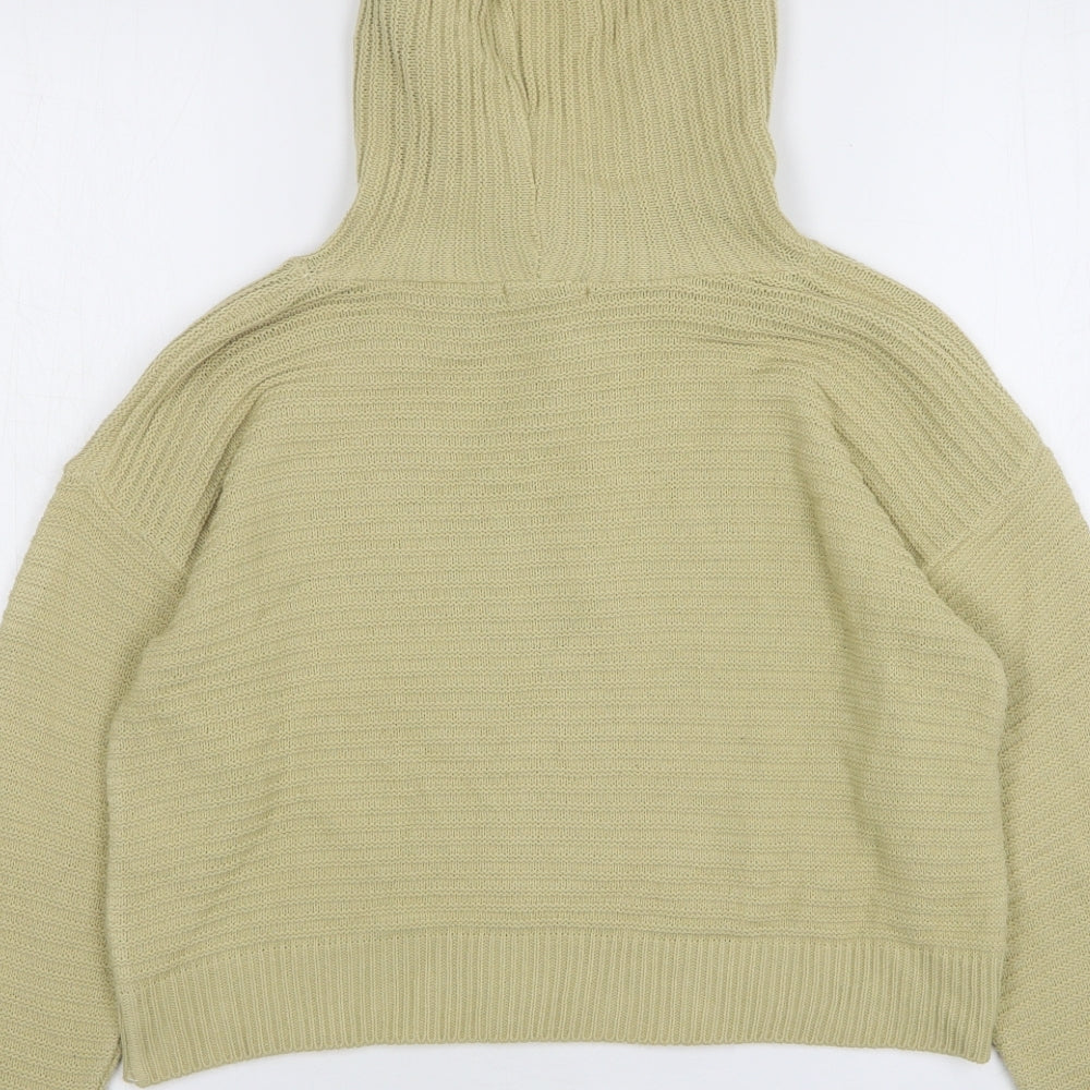 Boohoo Womens Beige Acrylic Pullover Hoodie Size M