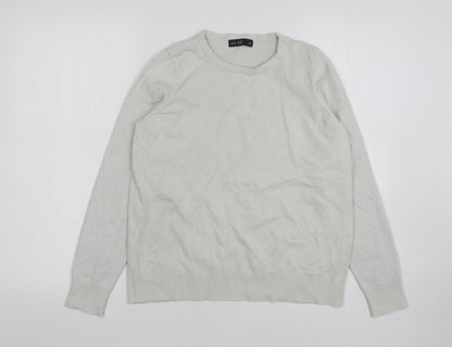 F&F Womens White Round Neck Polka Dot Cotton Pullover Jumper Size 12