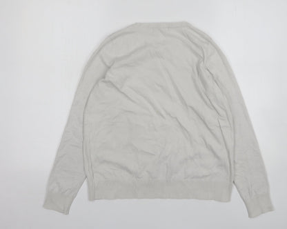 F&F Womens White Round Neck Polka Dot Cotton Pullover Jumper Size 12