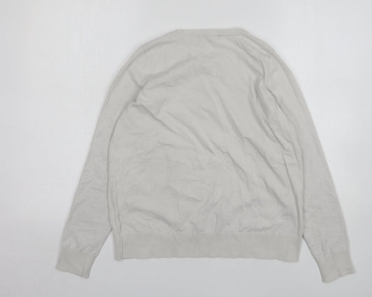 F&F Womens White Round Neck Polka Dot Cotton Pullover Jumper Size 12