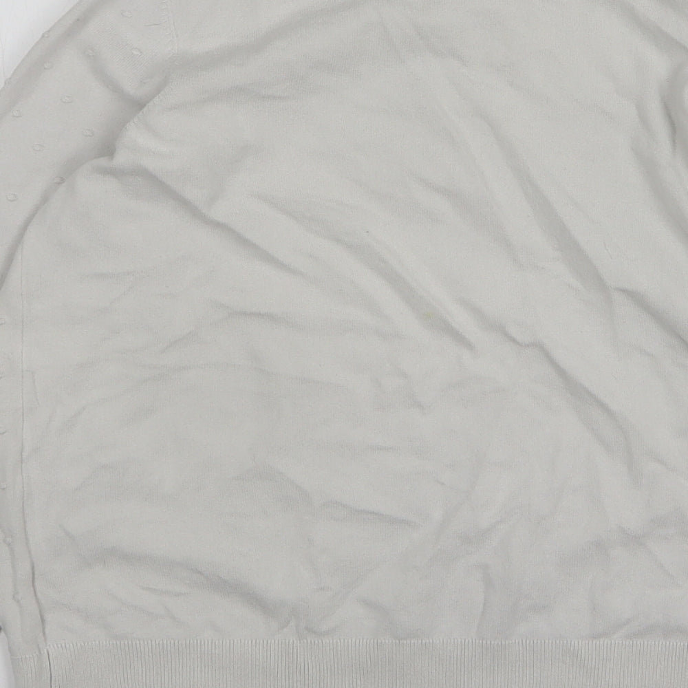 F&F Womens White Round Neck Polka Dot Cotton Pullover Jumper Size 12