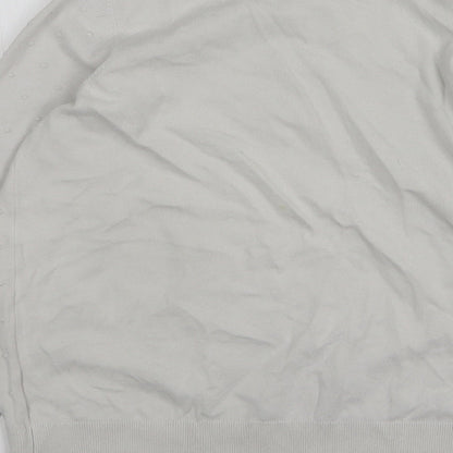 F&F Womens White Round Neck Polka Dot Cotton Pullover Jumper Size 12