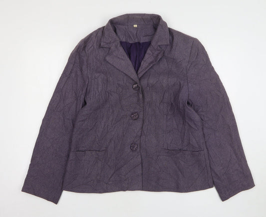EWM Womens Purple Polyester Jacket Suit Jacket Size 16