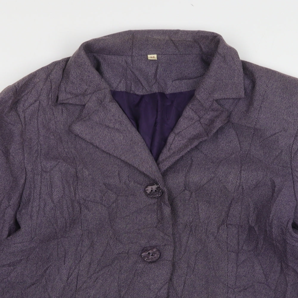 EWM Womens Purple Polyester Jacket Suit Jacket Size 16